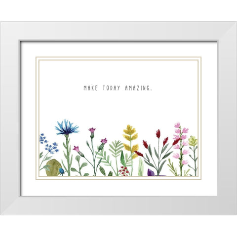 Make Today Amazing White Modern Wood Framed Art Print with Double Matting by JMB Designs
