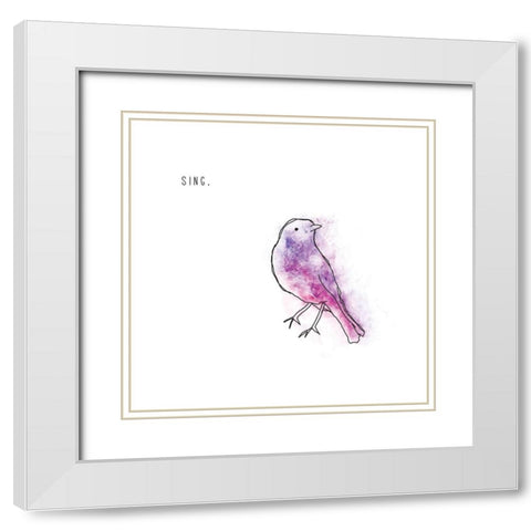 Sing White Modern Wood Framed Art Print with Double Matting by JMB Designs