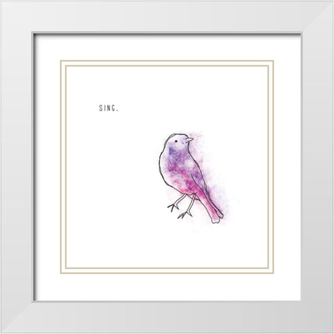 Sing White Modern Wood Framed Art Print with Double Matting by JMB Designs