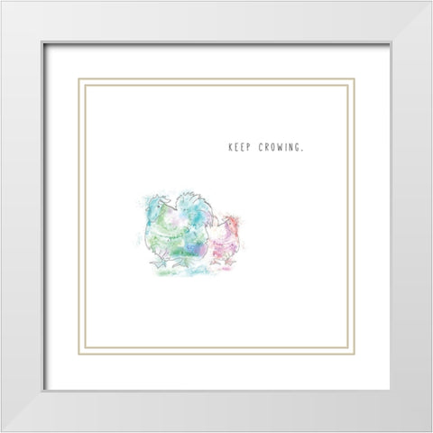 Keep Crowing White Modern Wood Framed Art Print with Double Matting by JMB Designs