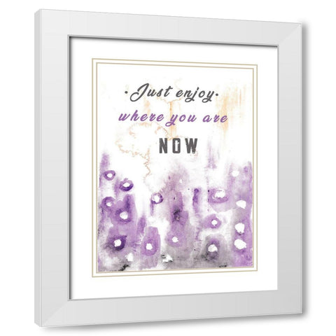 Just Enjoy White Modern Wood Framed Art Print with Double Matting by JMB Designs