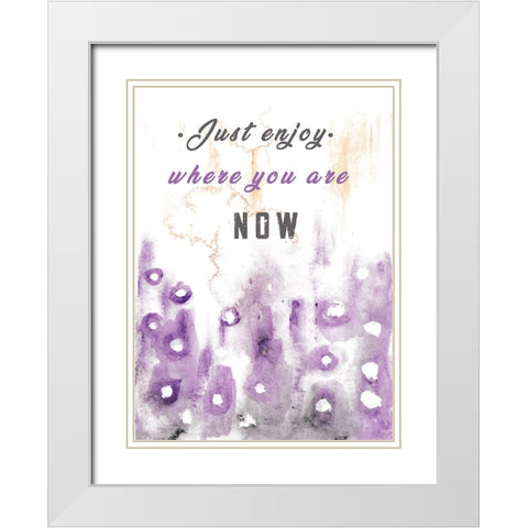 Just Enjoy White Modern Wood Framed Art Print with Double Matting by JMB Designs