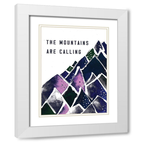 Mountains are Calling White Modern Wood Framed Art Print with Double Matting by JMB Designs