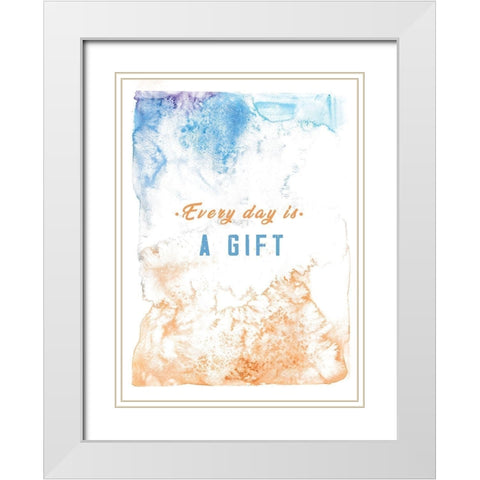 Every Day is a Gift White Modern Wood Framed Art Print with Double Matting by JMB Designs