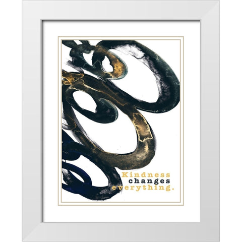 Kindness Changes Everything White Modern Wood Framed Art Print with Double Matting by JMB Designs