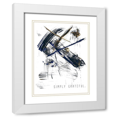 Simply Grateful White Modern Wood Framed Art Print with Double Matting by JMB Designs