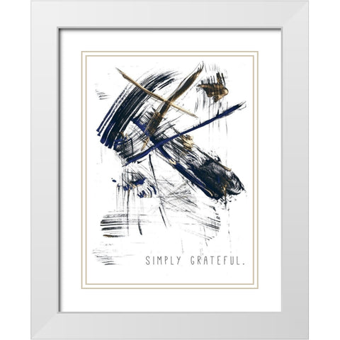 Simply Grateful White Modern Wood Framed Art Print with Double Matting by JMB Designs