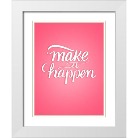 Happen White Modern Wood Framed Art Print with Double Matting by Batista, Dee
