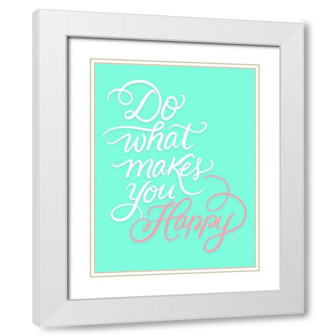 Happy White Modern Wood Framed Art Print with Double Matting by Batista, Dee