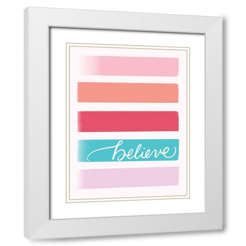 Believe White Modern Wood Framed Art Print with Double Matting by Batista, Dee