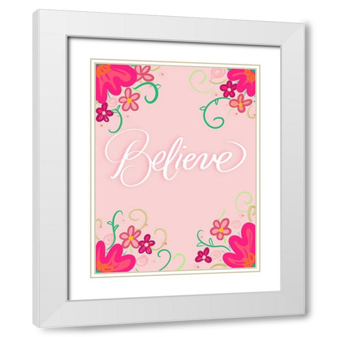 Believe White Modern Wood Framed Art Print with Double Matting by Batista, Dee