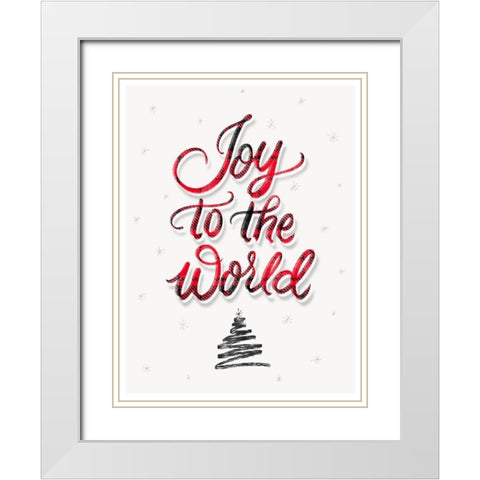 Joy to the World White Modern Wood Framed Art Print with Double Matting by Batista, Dee
