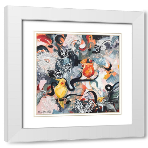 Cocktails and Cockatiels White Modern Wood Framed Art Print with Double Matting by Ihde, McKenna