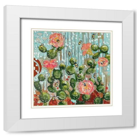 Opuntia and Bees II White Modern Wood Framed Art Print with Double Matting by Ihde, McKenna