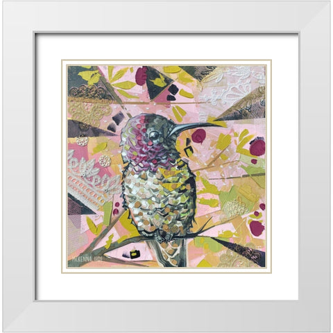 Perched Hummingbird White Modern Wood Framed Art Print with Double Matting by Ihde, McKenna