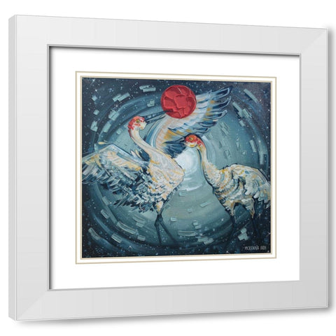 Sandhill Cranes White Modern Wood Framed Art Print with Double Matting by Ihde, McKenna