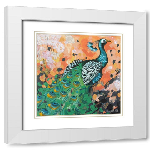 Proud as a Peacock White Modern Wood Framed Art Print with Double Matting by Ihde, McKenna
