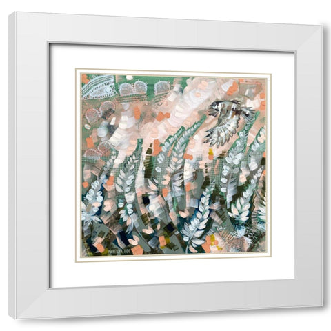 Chickadee Flying White Modern Wood Framed Art Print with Double Matting by Ihde, McKenna