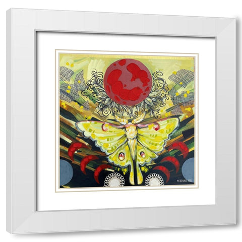 Luna Moth White Modern Wood Framed Art Print with Double Matting by Ihde, McKenna