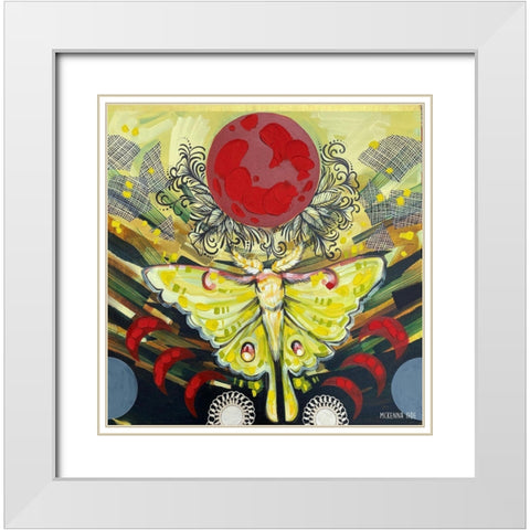 Luna Moth White Modern Wood Framed Art Print with Double Matting by Ihde, McKenna