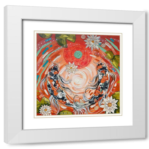 Koi Pond White Modern Wood Framed Art Print with Double Matting by Ihde, McKenna