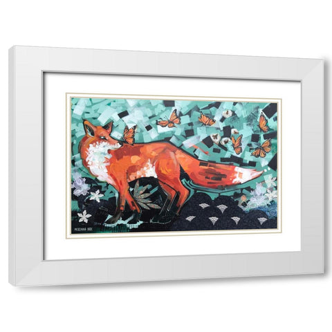 Fox and Monarchs White Modern Wood Framed Art Print with Double Matting by Ihde, McKenna