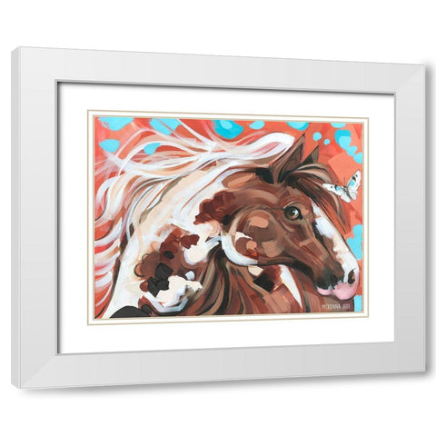 Horse and Butterfly White Modern Wood Framed Art Print with Double Matting by Ihde, McKenna