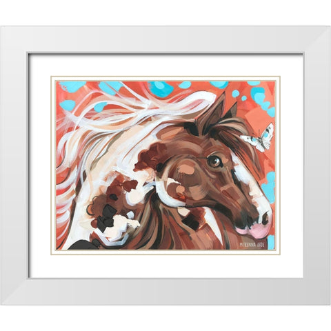 Horse and Butterfly White Modern Wood Framed Art Print with Double Matting by Ihde, McKenna