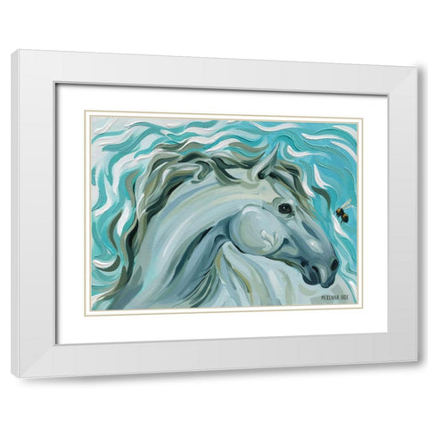 Horse and Bumble Bee White Modern Wood Framed Art Print with Double Matting by Ihde, McKenna