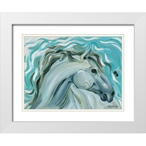 Horse and Bumble Bee White Modern Wood Framed Art Print with Double Matting by Ihde, McKenna