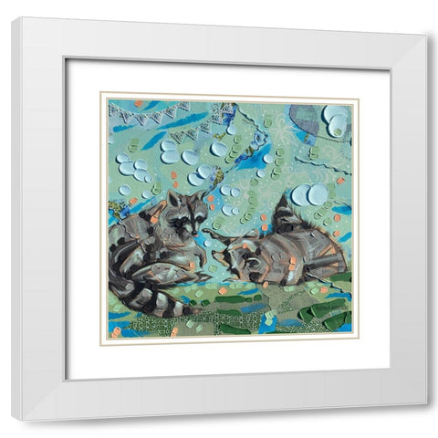 Two Raccoons White Modern Wood Framed Art Print with Double Matting by Kornowski, McKenna