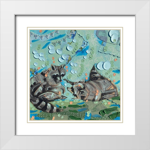 Two Raccoons White Modern Wood Framed Art Print with Double Matting by Kornowski, McKenna
