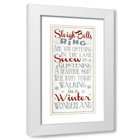 Sleigh Bells White Modern Wood Framed Art Print with Double Matting by Words for the Soul