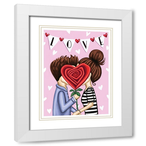 The Kiss White Modern Wood Framed Art Print with Double Matting by Tyndall, Elizabeth