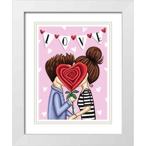 The Kiss White Modern Wood Framed Art Print with Double Matting by Tyndall, Elizabeth