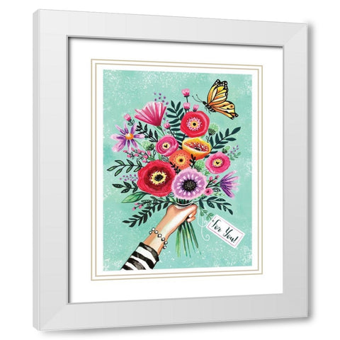 For You Bouquet White Modern Wood Framed Art Print with Double Matting by Tyndall, Elizabeth