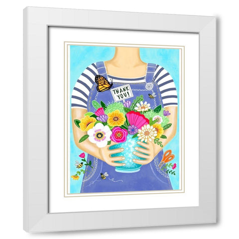 Fresh Picked Flowers White Modern Wood Framed Art Print with Double Matting by Tyndall, Elizabeth