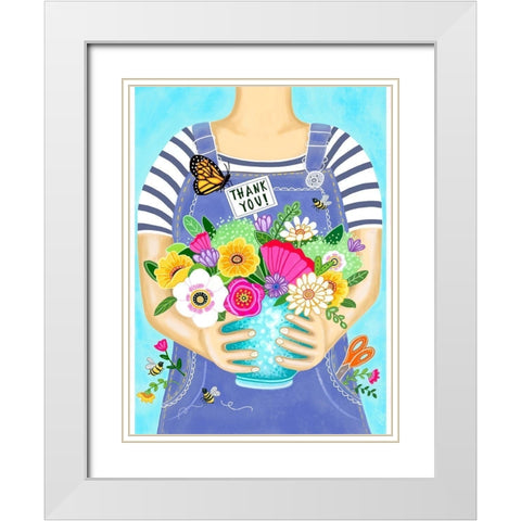 Fresh Picked Flowers White Modern Wood Framed Art Print with Double Matting by Tyndall, Elizabeth