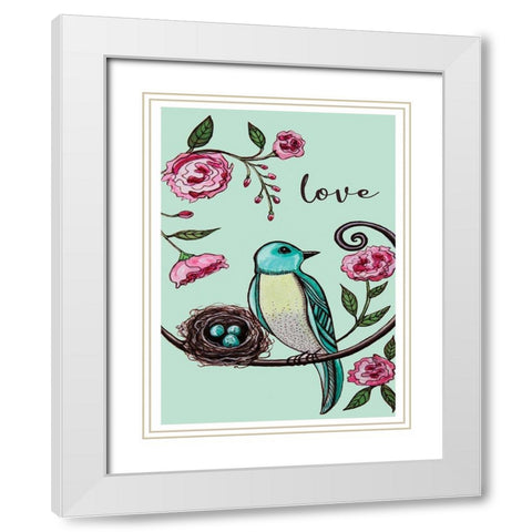 Love Bird White Modern Wood Framed Art Print with Double Matting by Tyndall, Elizabeth