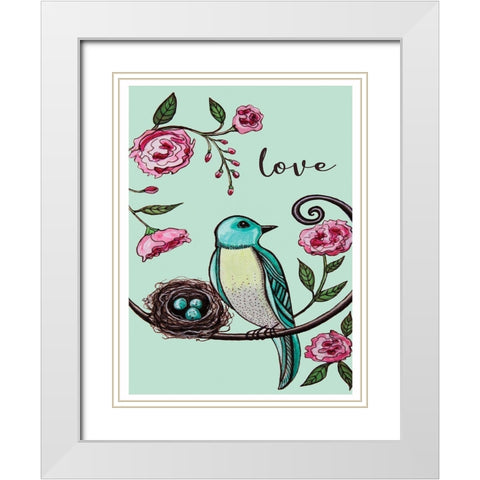 Love Bird White Modern Wood Framed Art Print with Double Matting by Tyndall, Elizabeth