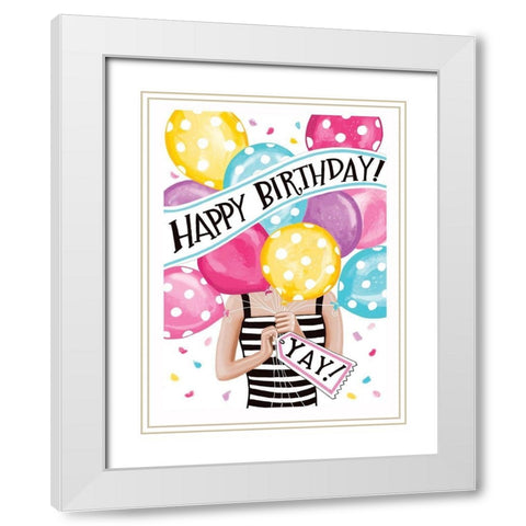 Birthday Girl White Modern Wood Framed Art Print with Double Matting by Tyndall, Elizabeth