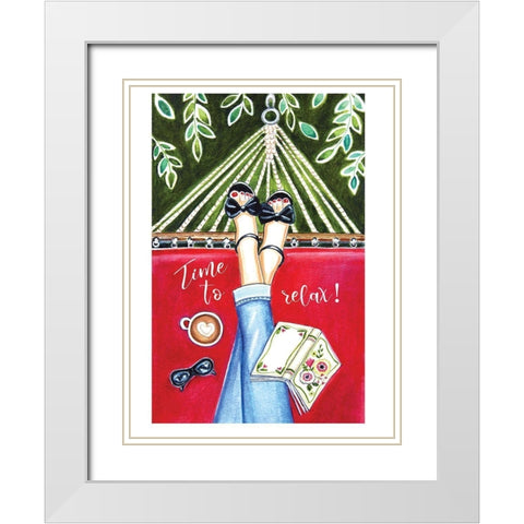 Time to Relax White Modern Wood Framed Art Print with Double Matting by Tyndall, Elizabeth