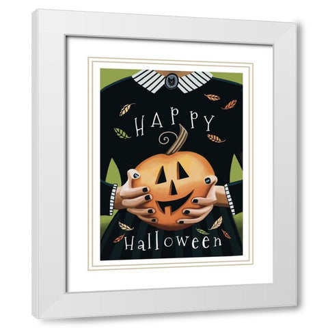 Halloween Witch White Modern Wood Framed Art Print with Double Matting by Tyndall, Elizabeth
