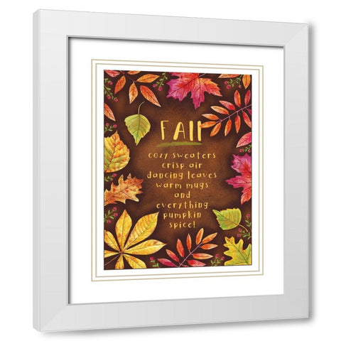 Hello Fall White Modern Wood Framed Art Print with Double Matting by Tyndall, Elizabeth