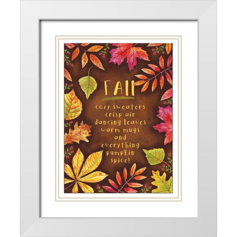 Hello Fall White Modern Wood Framed Art Print with Double Matting by Tyndall, Elizabeth