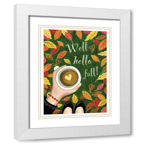 Well, Hello Fall White Modern Wood Framed Art Print with Double Matting by Tyndall, Elizabeth