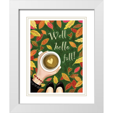 Well, Hello Fall White Modern Wood Framed Art Print with Double Matting by Tyndall, Elizabeth