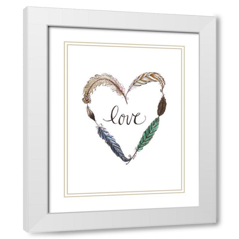Love Feathers White Modern Wood Framed Art Print with Double Matting by Tyndall, Elizabeth