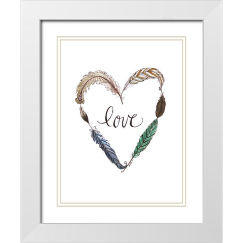 Love Feathers White Modern Wood Framed Art Print with Double Matting by Tyndall, Elizabeth