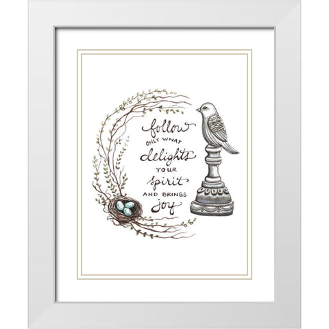 Follow What Delights White Modern Wood Framed Art Print with Double Matting by Tyndall, Elizabeth